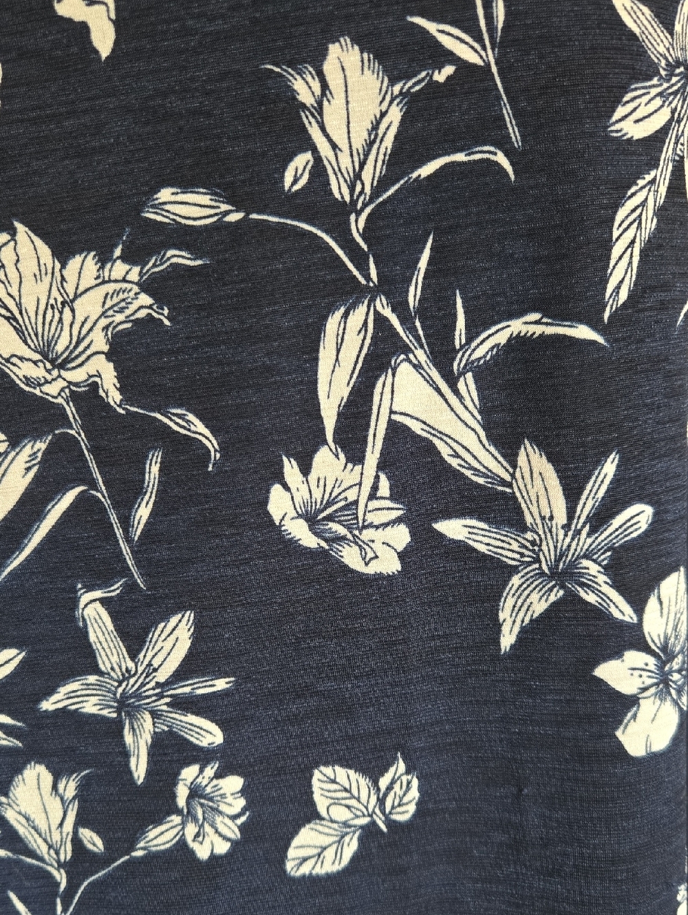Navy Floral Wrap Look Dress with Tie Waist - Picture 2 of 4